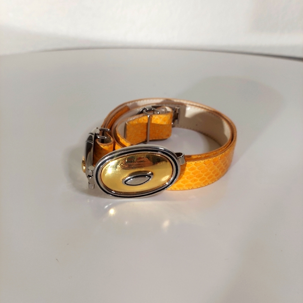 Vintage Genuine Snakeskin Yellow Gold Belt